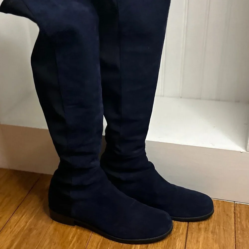 Stuart Weitzman Suede Boots in Black & Blue Color Size 9